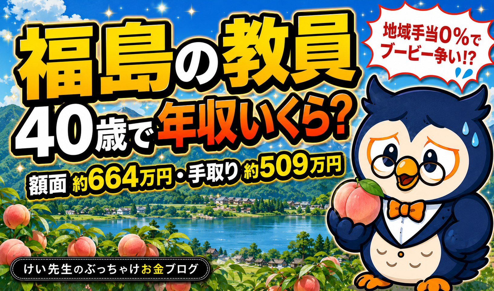 福島の教員、40歳で年収いくら？給料・手取り・ボーナスを公式データから計算