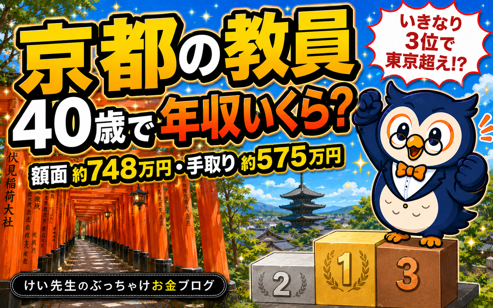 京都の教員、40歳で年収いくら？給料・手取り・ボーナスを公式データから計算